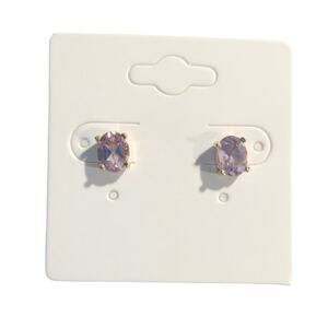 Ca Signed 14k Yellow Gold over 925 Sterling Silver Stud Earrings Amethyst Posts